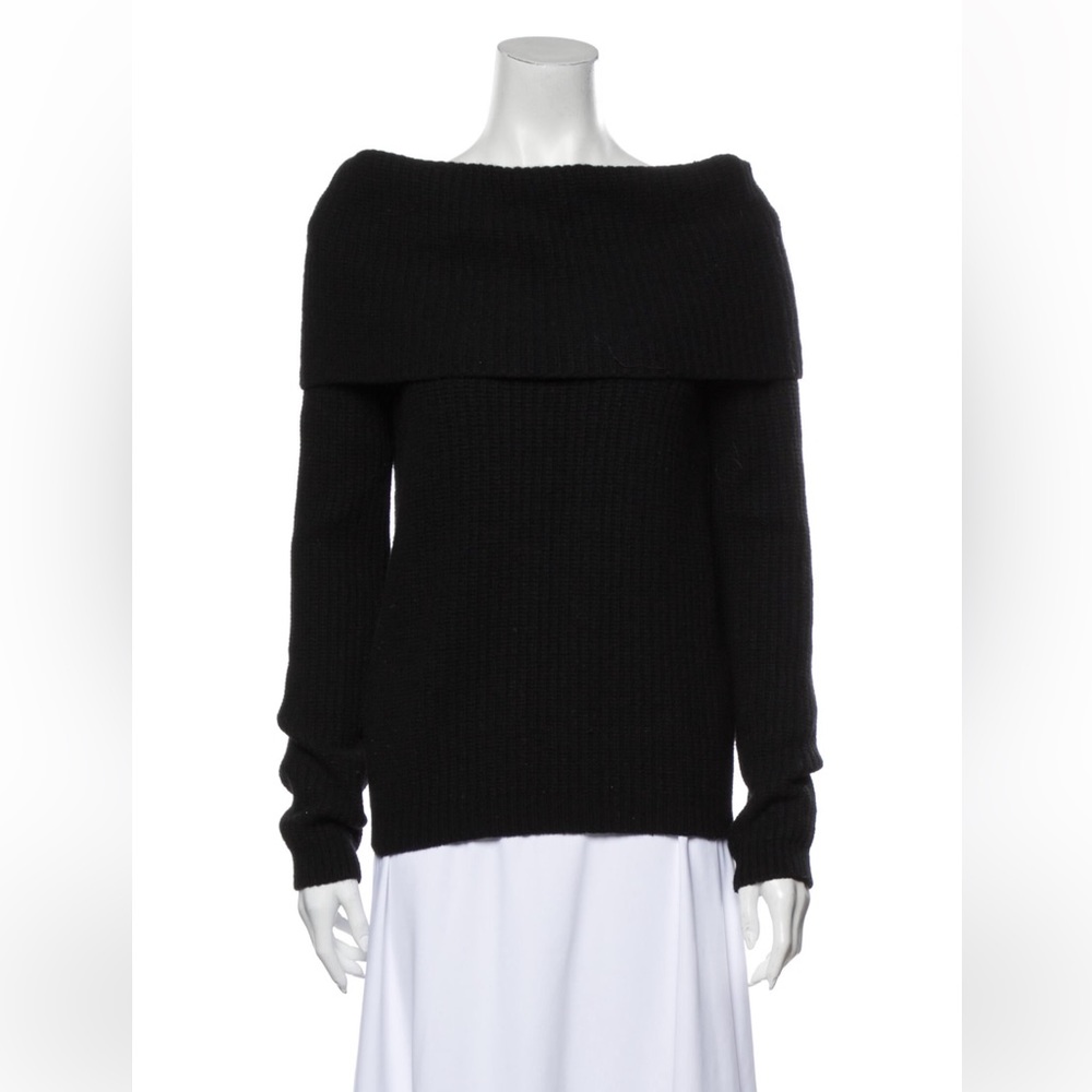 MSGM Milano Black Wool Bateau Off The Shoulder Sweater